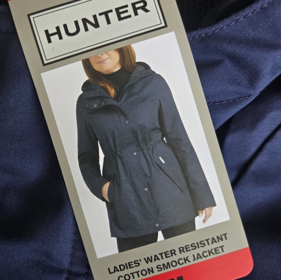 Hunter Navy Water-Resistant Cotton Smock Jacket 🌧️ Size M NWT - Picture 5 of 14